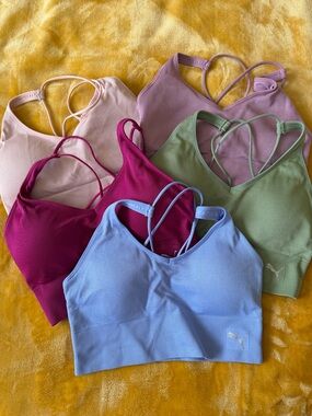 5 PUMA Women's Ribbed V-Neck Bralette - Pastel Mix